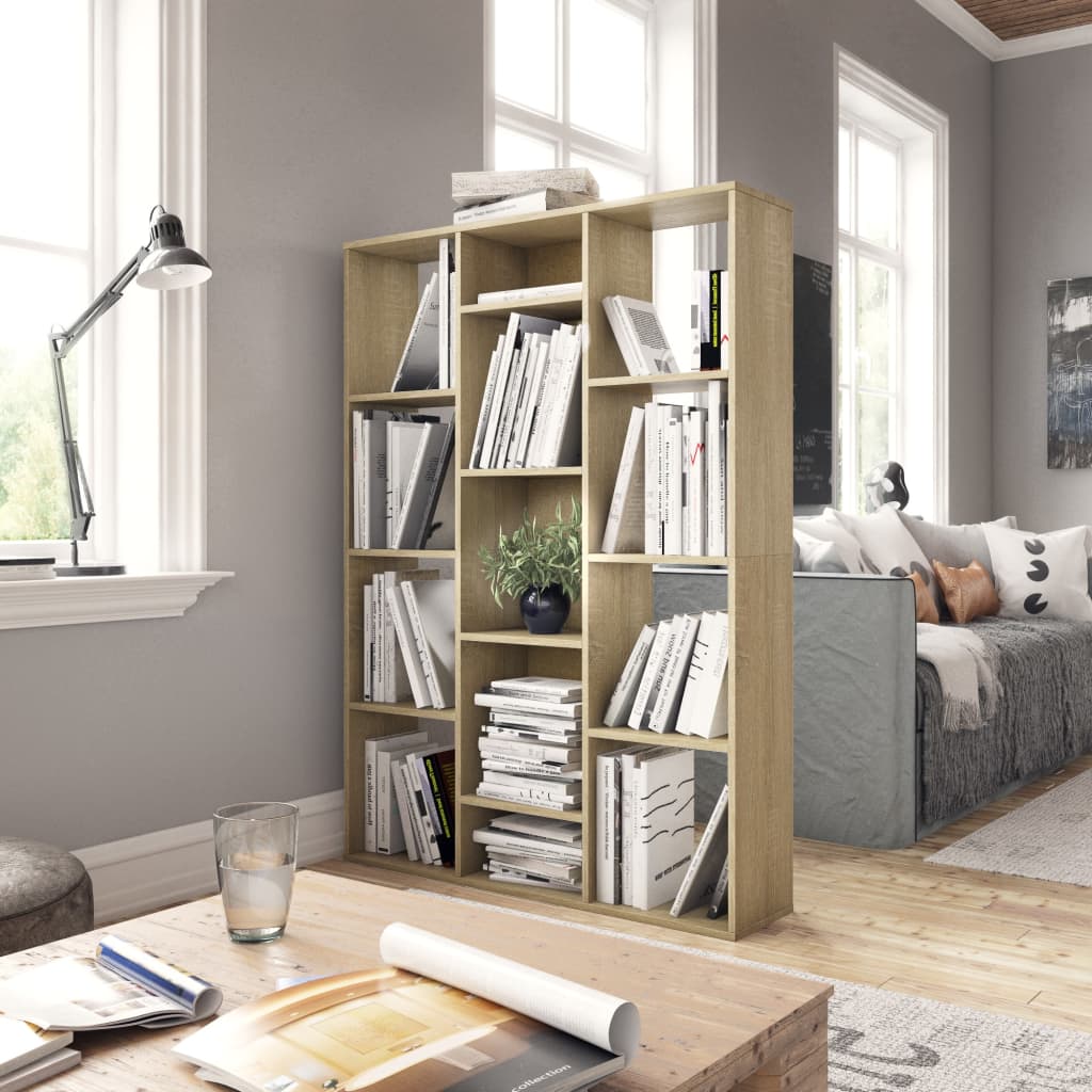 Room Divider/Book Cabinet Sonoma Oak 100x24x140 cm Engineered Wood