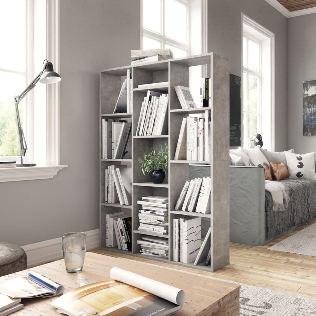 Room Divider/Book Cabinet Concrete Grey 100x24x140 cm Engineered Wood