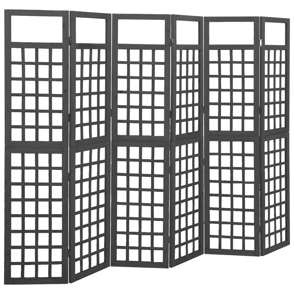 6-Panel Room Divider/Trellis Solid Fir Wood Black 242,5x180 cm