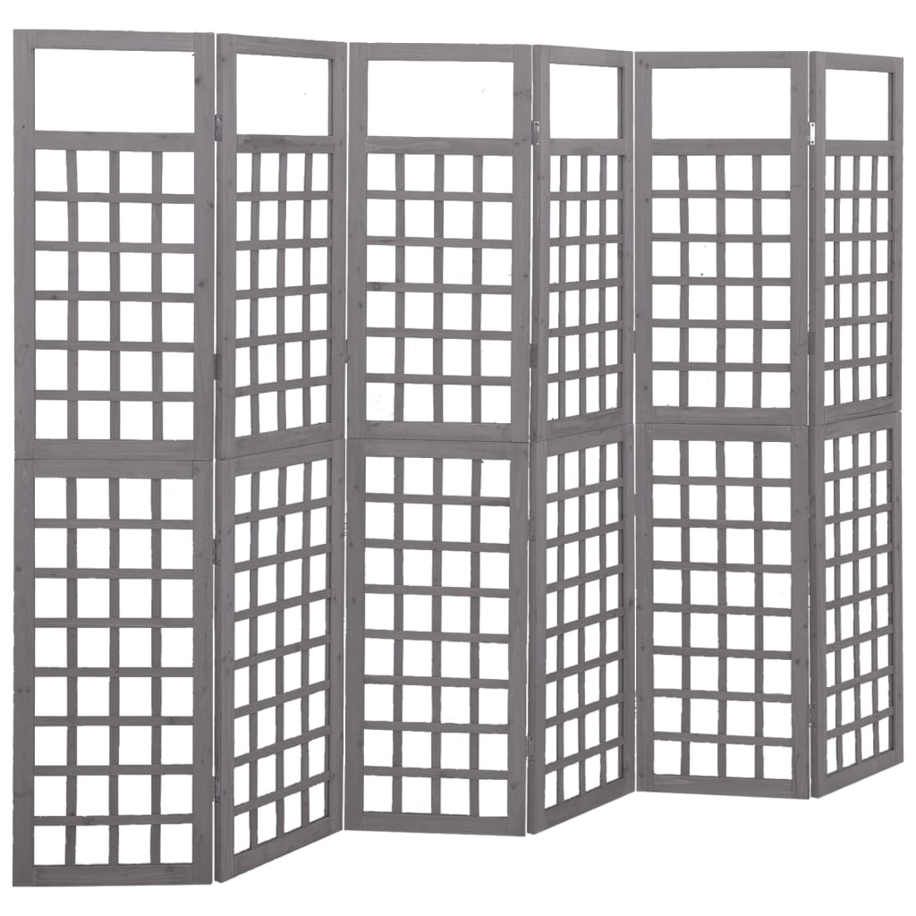 6-Panel Room Divider/Trellis Solid Fir Wood Grey 242,5x180 cm