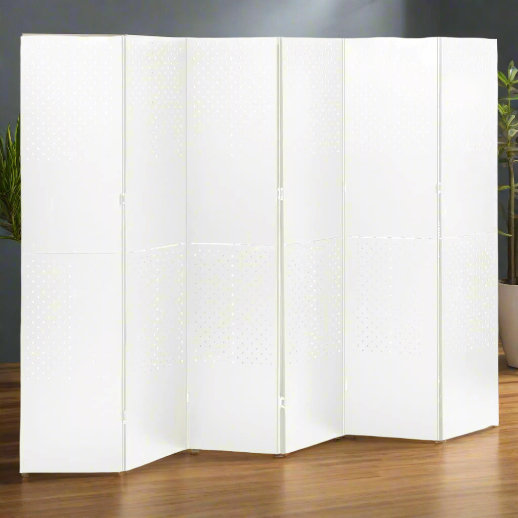 6-Panel Room Divider White 240x180 cm Steel