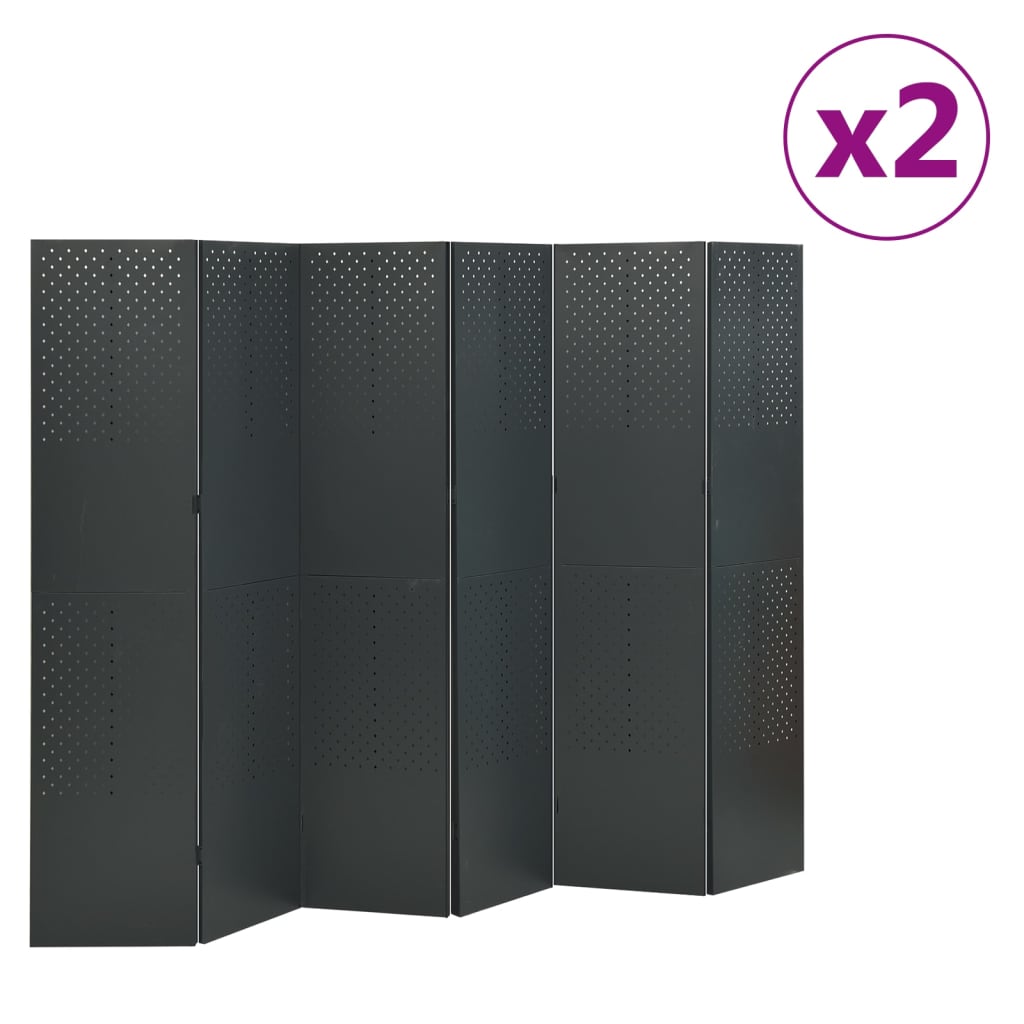 6-Panel Room Dividers 2 pcs Anthracite 240x180 cm Steel (2x335906)