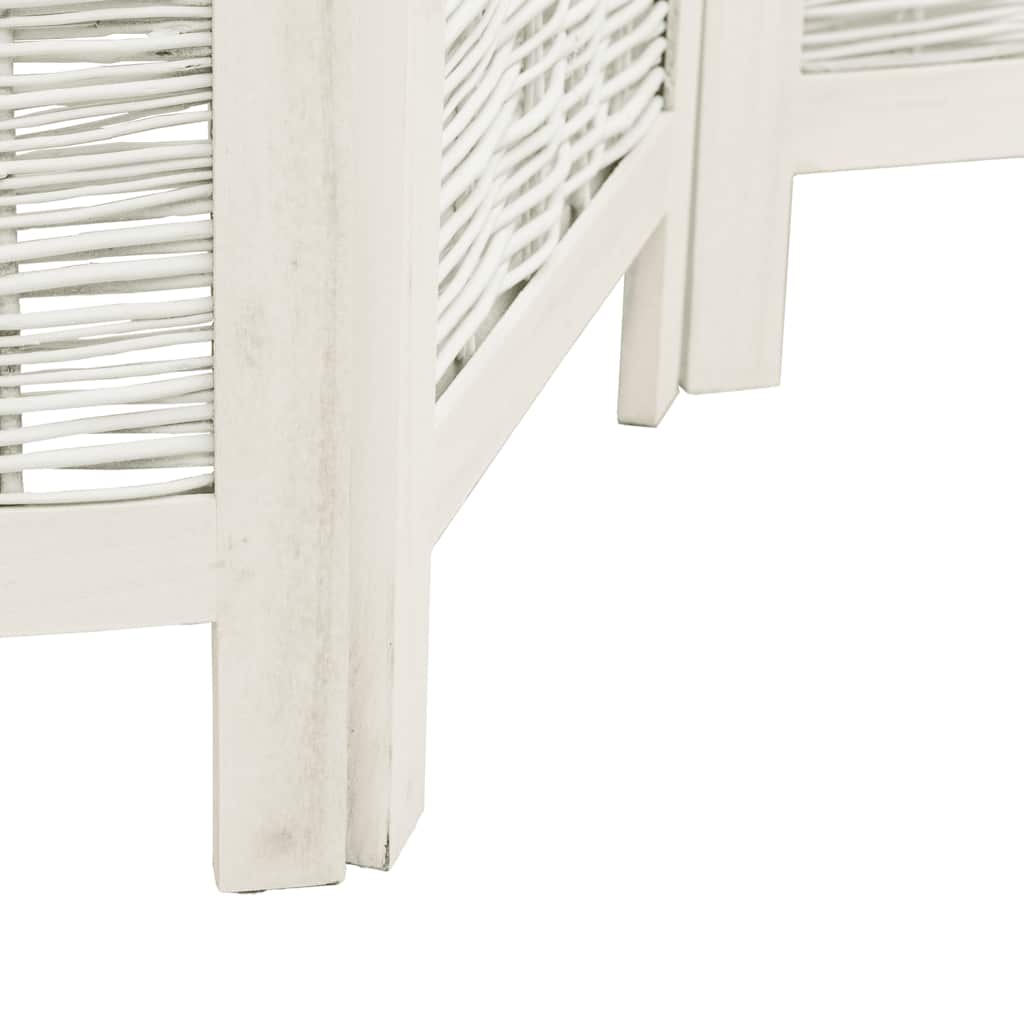 Room Divider 3 Panels White Solid Wood Paulownia