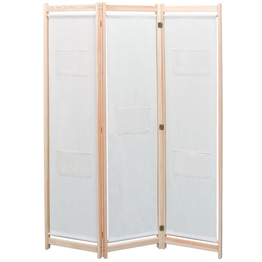 3-Panel Room Divider Cream 120x170x4 cm Fabric