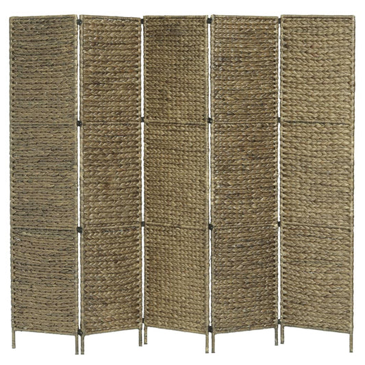5-Panel Room Divider Brown 193x160 cm Water Hyacinth