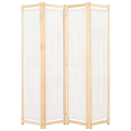4-Panel Room Divider Cream 160x170x4 cm Fabric