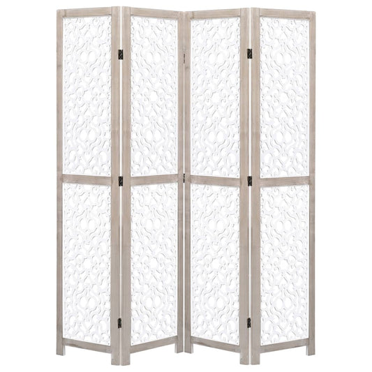 4-Panel Room Divider White 140x165 cm Solid Wood
