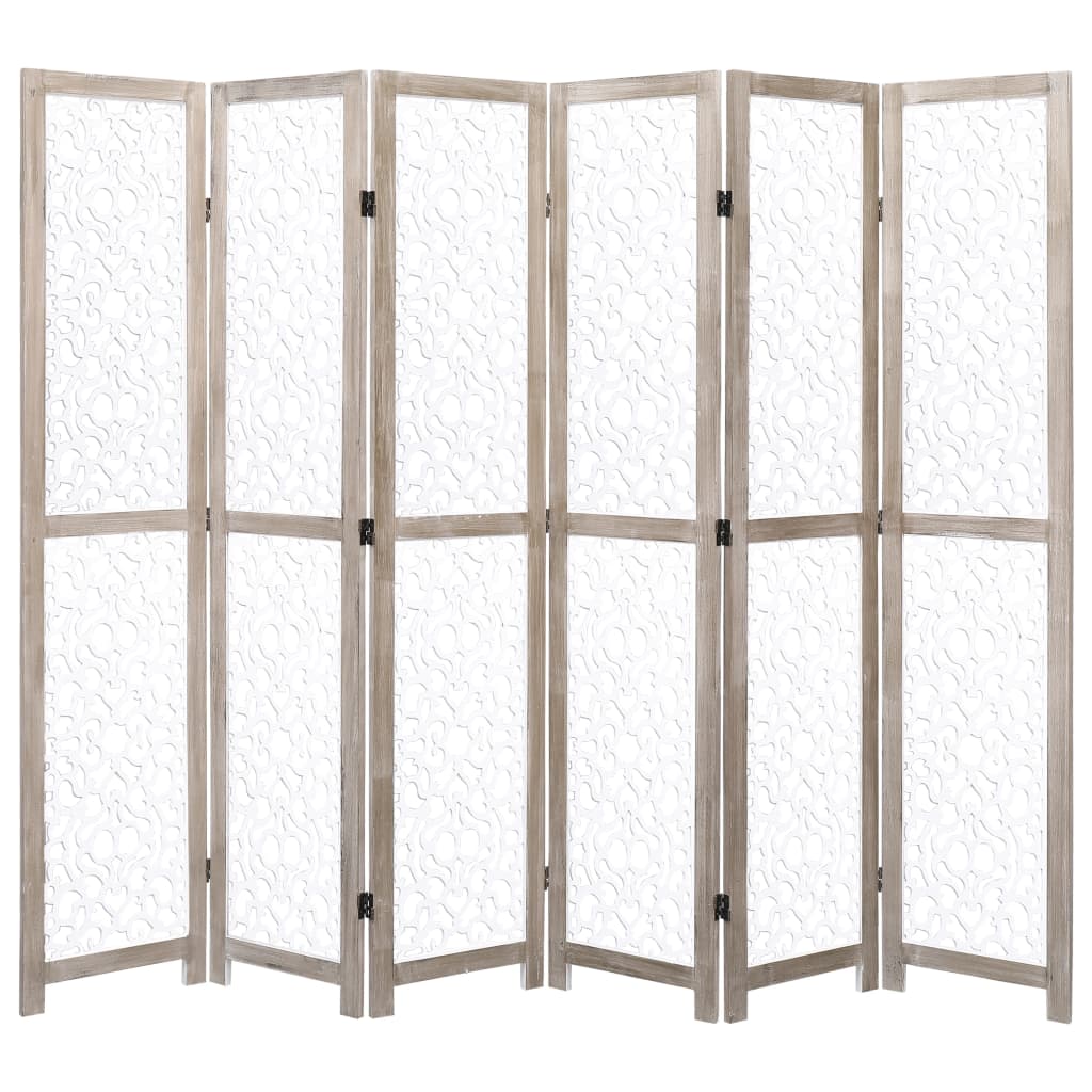 6-Panel Room Divider White 210x165 cm Solid Wood