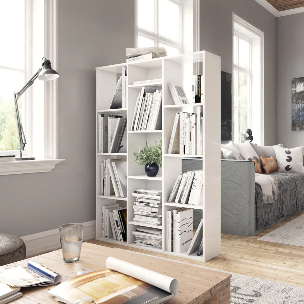 Room Divider/Book Cabinet High Gloss White 100x24x140 cm Engineered Wood