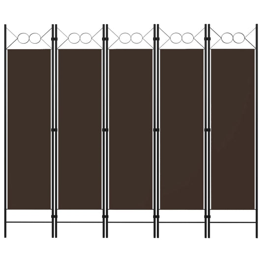 5-Panel Room Divider Brown 200x180 cm