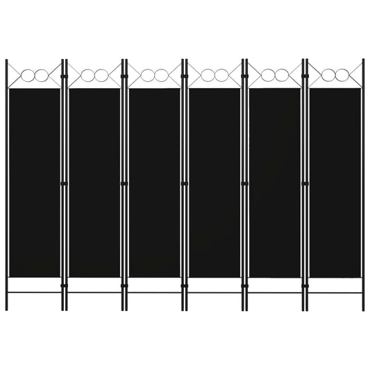 6-Panel Room Divider Black 240x180 cm