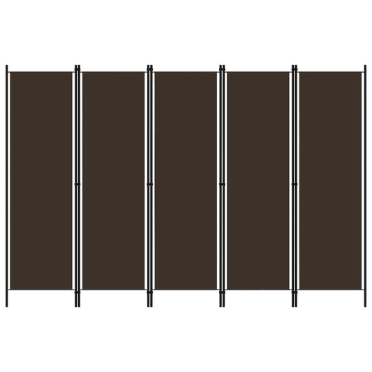 5-Panel Room Divider Brown 250x180 cm
