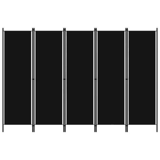 5-Panel Room Divider Black 250x180 cm