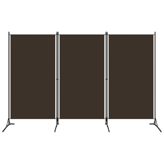 3-Panel Room Divider Brown 260x180 cm Fabric