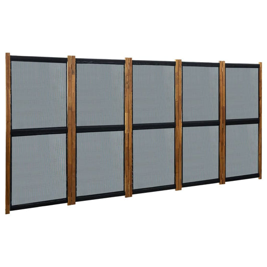 5-Panel Room Divider Black 350x170 cm