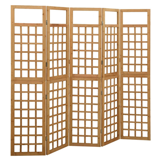 5-Panel Room Divider/Trellis Solid Fir Wood 201,5x180 cm