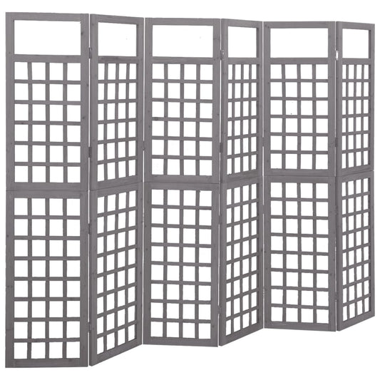 6-Panel Room Divider/Trellis Solid Fir Wood Grey 242,5x180 cm