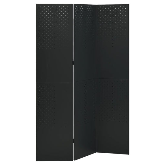 3-Panel Room Divider Black 120x180 cm Steel