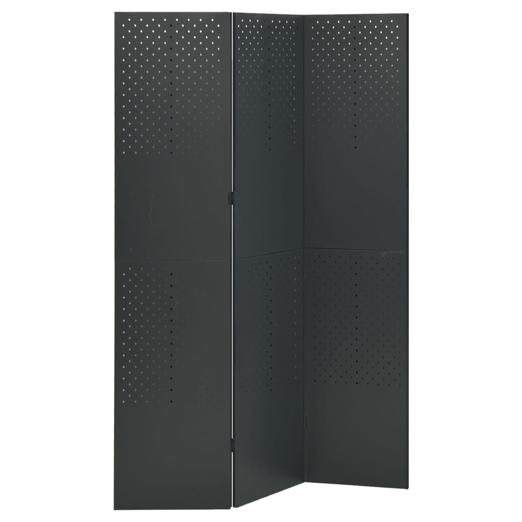 3-Panel Room Divider Anthracite 120x180 cm Steel