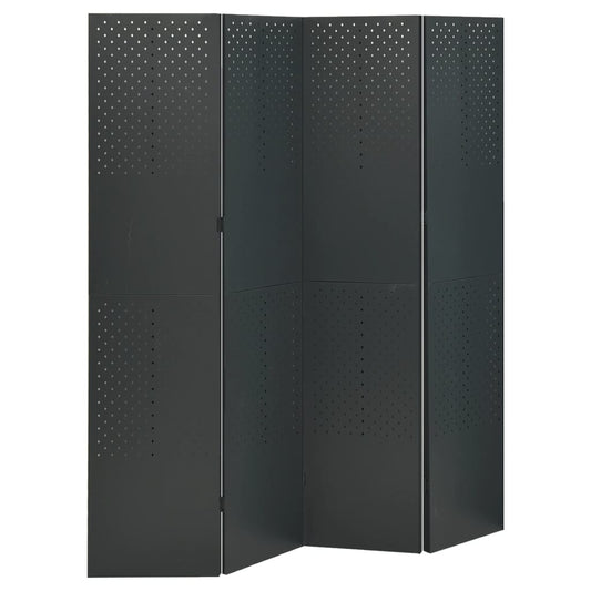 4-Panel Room Divider Anthracite 160x180 cm Steel