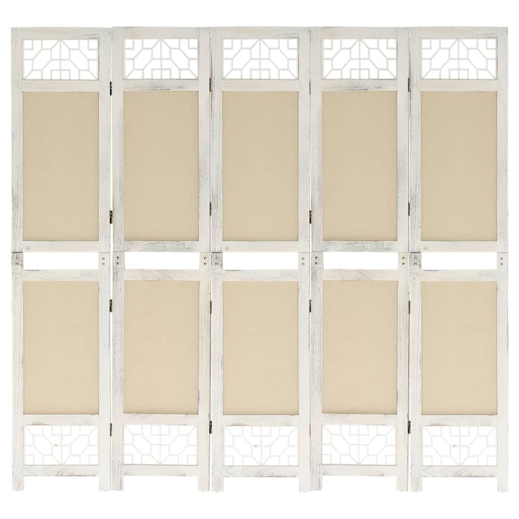 5-Panel Room Divider Cream 175x165 cm Fabric
