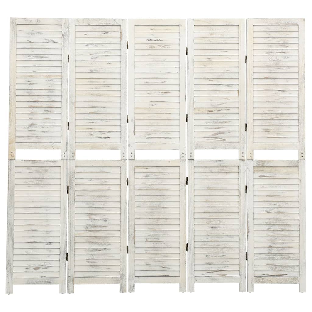 5-Panel Room Divider Antique White 178,5x166 cm Solid Wood