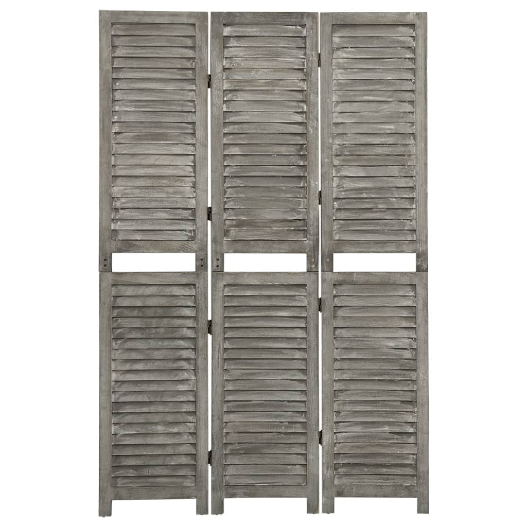 3-Panel Room Divider Grey 106,5x166 cm Solid Wood