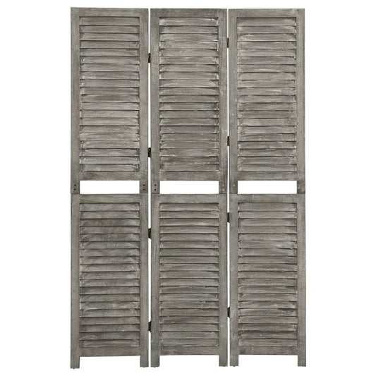 3-Panel Room Divider Grey 106,5x166 cm Solid Wood