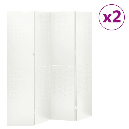 4-Panel Room Dividers 2 pcs White 160x180 cm Steel (2x335899)