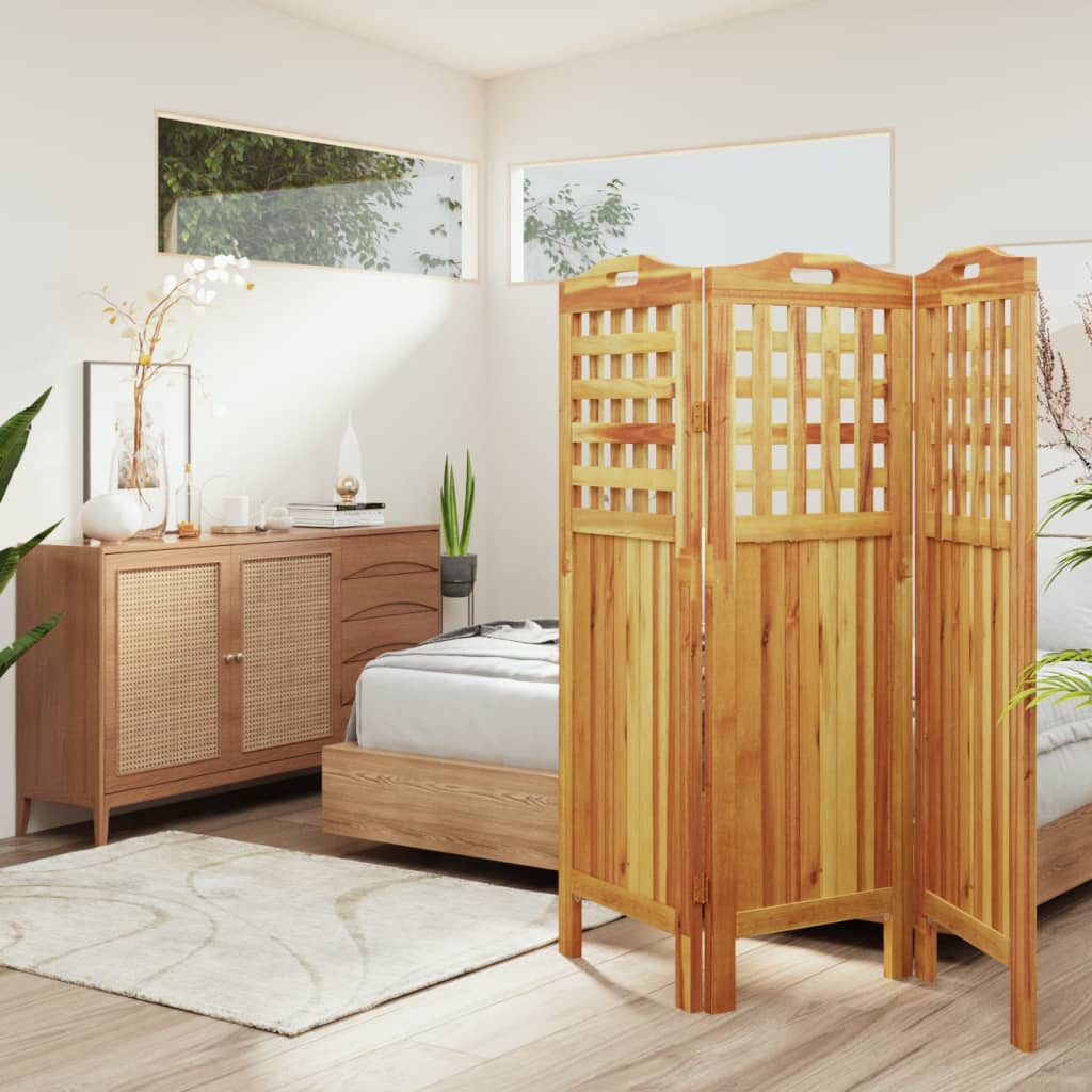 3-Panel Room Divider 121,5x2x115 cm Solid Wood Acacia