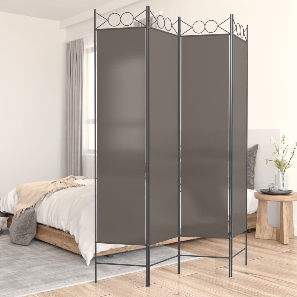4-Panel Room Divider Anthracite 160x220 cm Fabric