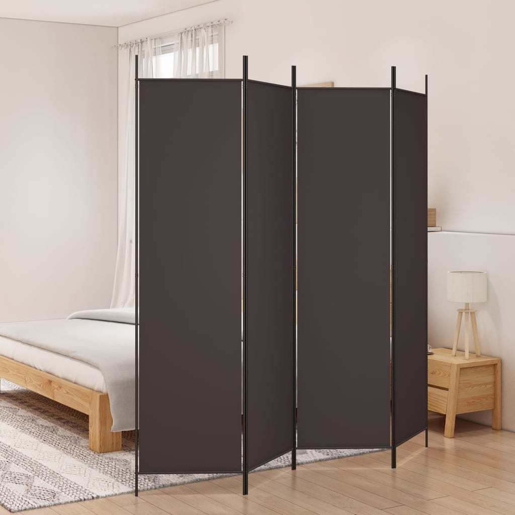 4-Panel Room Divider Brown 200x200 cm Fabric
