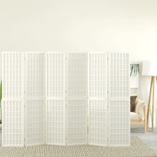 Folding 6-Panel Room Divider Japanese Style 240x170 cm White