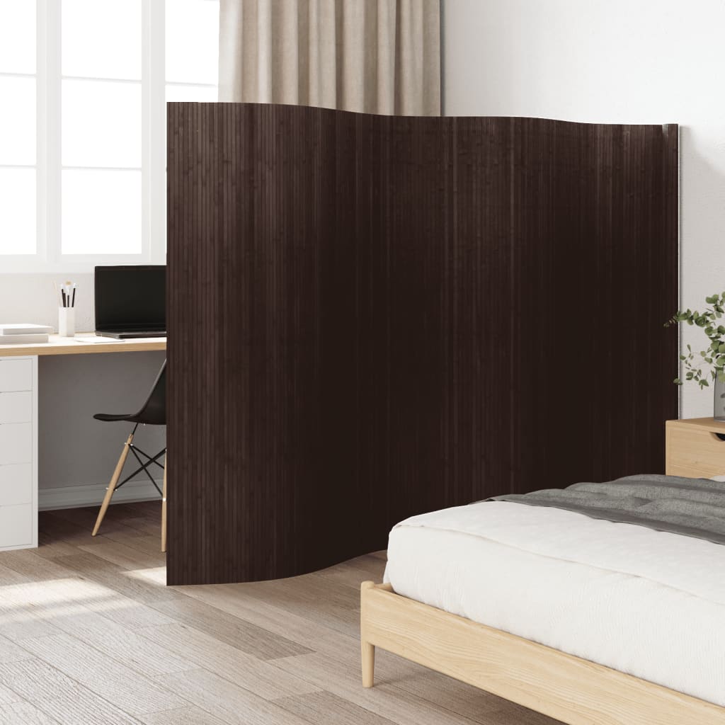 Room Divider Dark Brown 165x400 cm Bamboo